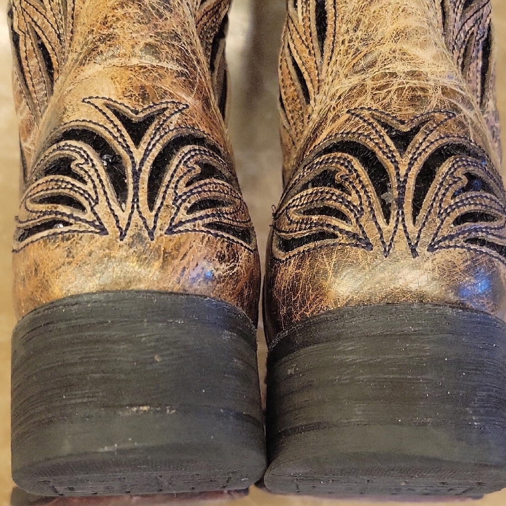 Corral Women's Western Cowboy Boots Black and Tan Leather, 7.5 - Picture 14 of 16